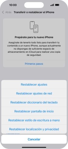Pulsa Restablecer ajustes de red.
