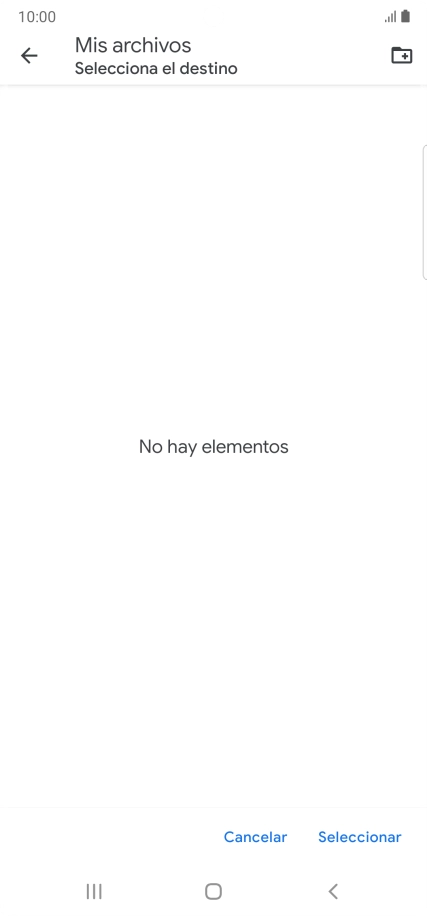 Si deseas crear una nueva carpeta, pulsa el icono de nueva carpeta y sigue las indicaciones de la pantalla para crearla.