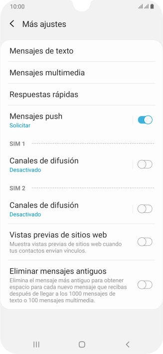 Pulsa Mensajes de texto.