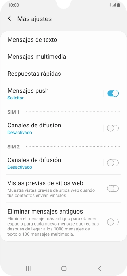Pulsa Mensajes de texto.