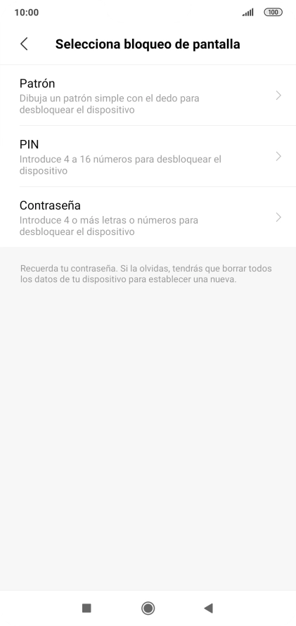 Pulsa el código de seguridad deseado y sigue las indicaciones de la pantalla para crear un código de seguridad del teléfono adicional.