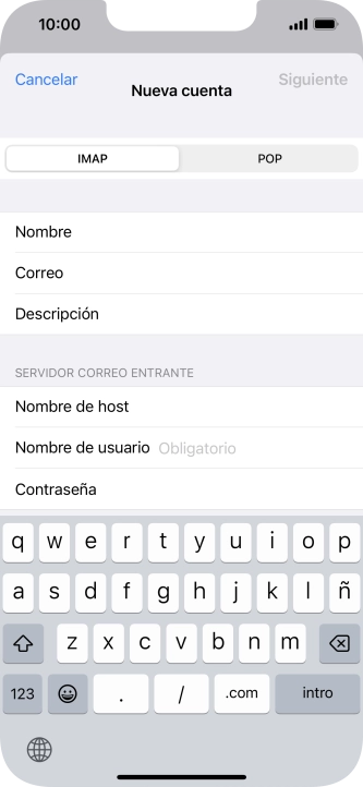 Pulsa Nombre de usuario e introduce el nombre de usuario de tu cuenta de correo electrónico.