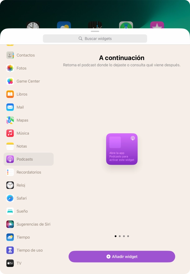 Pulsa Añadir widget.