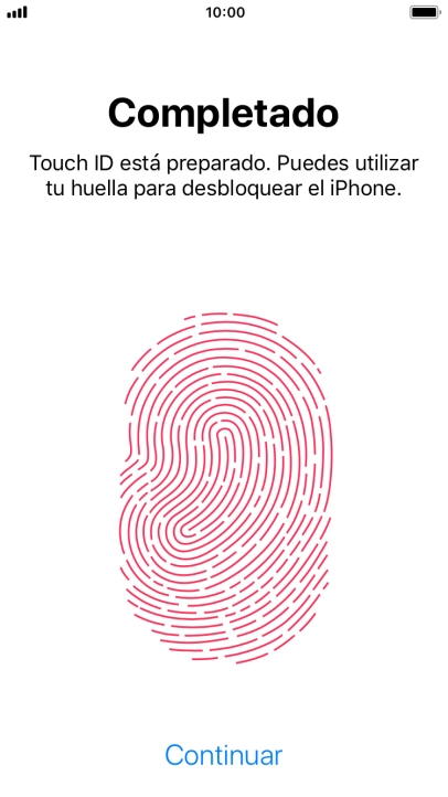 Pulsa Continuar. Si no has añadido anteriormente un código de seguridad, tendrás que introducir un código de libre elección dos veces consecutivas.