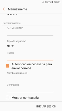Pulsa Autenticación necesaria para enviar correos para desactivar la función.