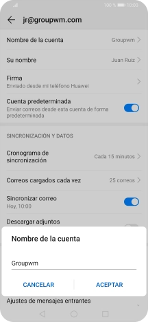 Introduce el nombre de la cuenta y pulsa ACEPTAR.