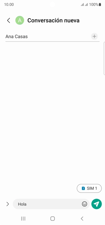 Pulsa el icono de envío cuando termines de escribir el mensaje corto.