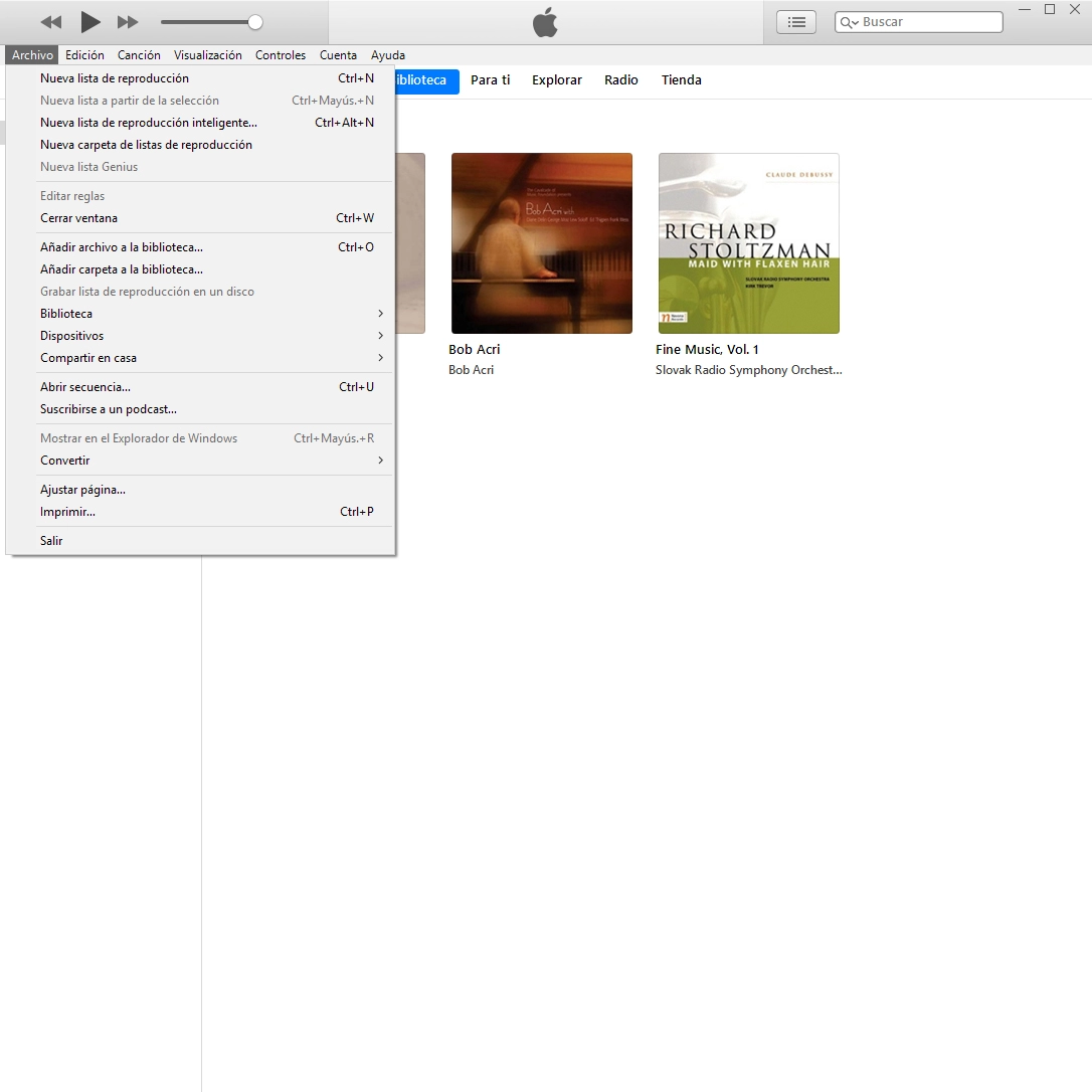 Haz clic en Añadir archivo a la biblioteca... para añadir los archivos de uno en uno.