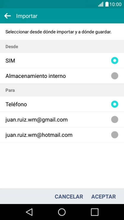 Pulsa la tarjeta SIM deseada.