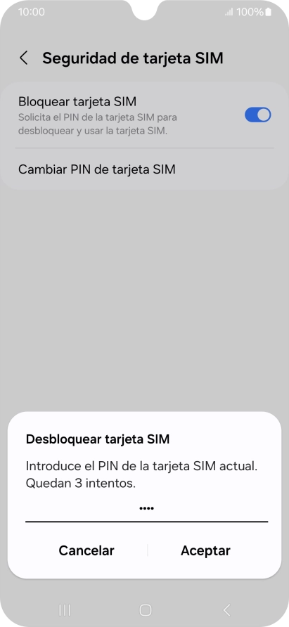 Introduce tu código PIN y pulsa Aceptar.