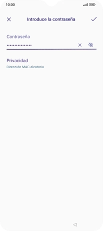 Introduce la contraseña de la red Wi-Fi y pulsa el icono de aceptar.