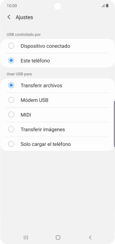 Pulsa Transferir archivos para activar la función.