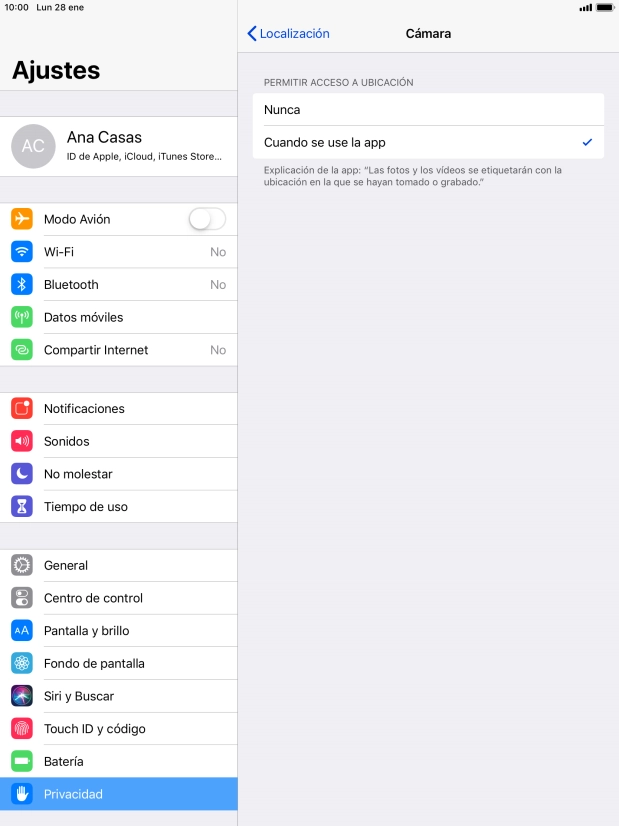 Pulsa el ajuste deseado para activar o desactivar la función.