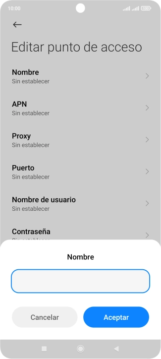 Introduce Vodafone Internet y pulsa Aceptar.