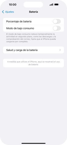 Pulsa Salud y carga de la batería.
