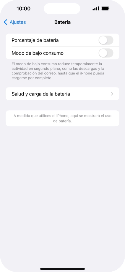 Pulsa Salud y carga de la batería.