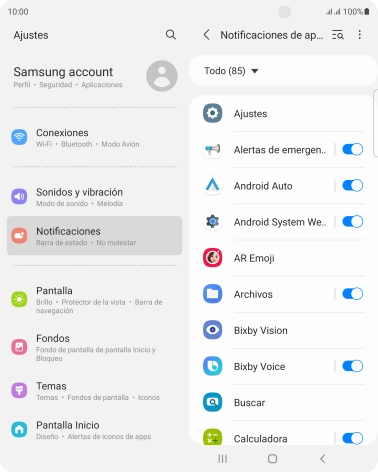 Pulsa el indicador junto a las apps deseadas para activar o desactivar la función.