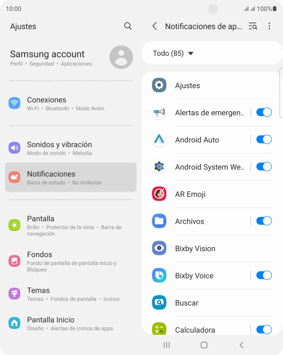 Pulsa el indicador junto a las apps deseadas para activar o desactivar la función.
