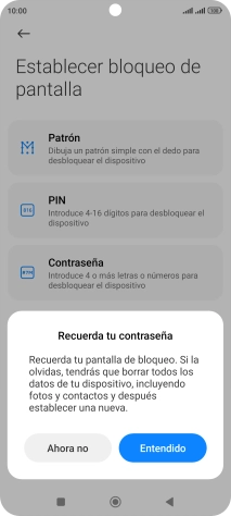 Pulsa Entendido y sigue las indicaciones de la pantalla para crear un código de seguridad del teléfono adicional.
