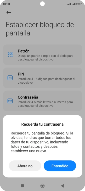 Pulsa Entendido y sigue las indicaciones de la pantalla para crear un código de seguridad del teléfono adicional.