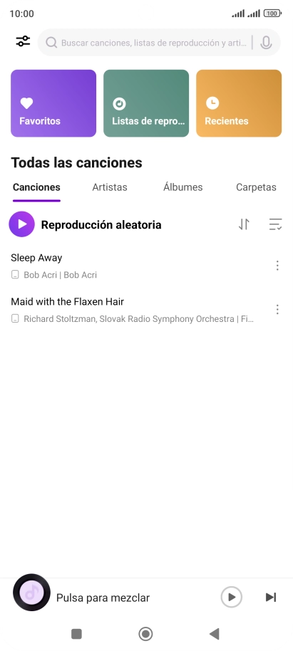 Pulsa el archivo de música deseado.