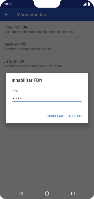 Introduce el código PIN2 y pulsa ACEPTAR.