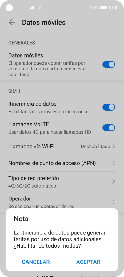 Si activas la función, pulsa ACEPTAR.