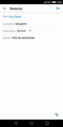 Pulsa en el campo de escritura  y escribe el texto del correo electrónico.