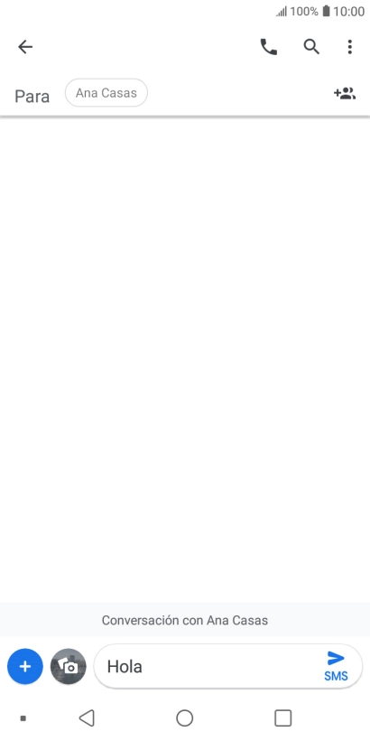 Pulsa el icono de envío cuando termines de escribir el mensaje corto.