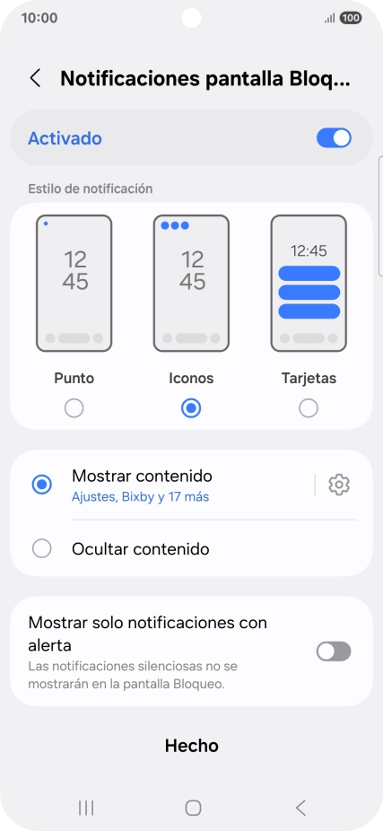 Pulsa los ajustes deseados para activarlos o desactivarlos.