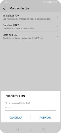 Introduce el código PIN2 y pulsa ACEPTAR.