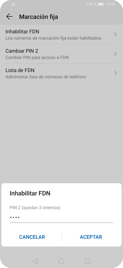 Introduce el código PIN2 y pulsa ACEPTAR.