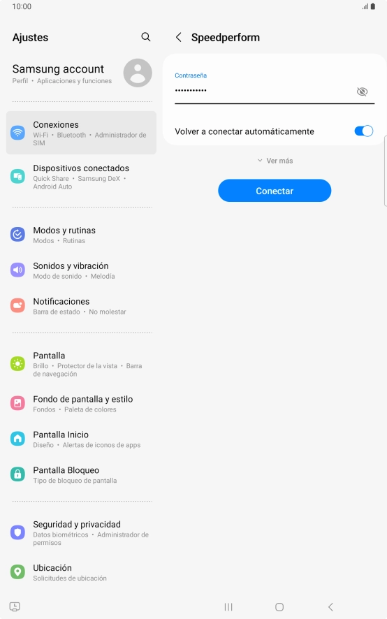 Introduce la contraseña de la red wifi y pulsa Conectar.