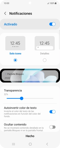 Pulsa los ajustes deseados para activarlos o desactivarlos.