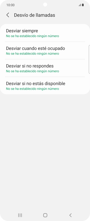 Pulsa el tipo de desvío deseado.