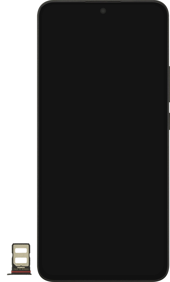 Gira la tarjeta SIM de modo que la esquina biselada de la tarjeta coincida con la esquina biselada del primer contenedor. A continuación insértala en el contenedor.