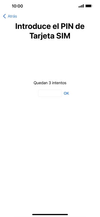 Si es necesario desbloquear la tarjeta SIM, introduce el código PIN y pulsa OK.