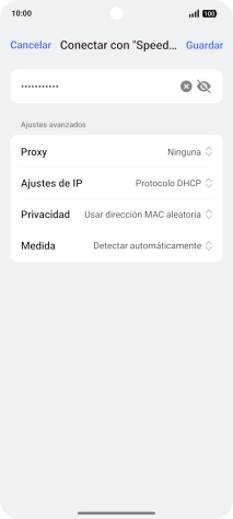 Introduce la contraseña de la red wifi y pulsa Guardar.