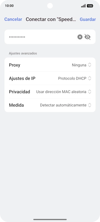 Introduce la contraseña de la red wifi y pulsa Guardar.