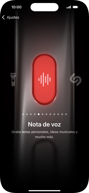 Desliza el dedo hacia la derecha o hacia la izquierda por la pantalla para seleccionar la función deseada.