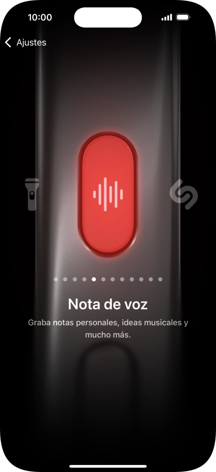 Desliza el dedo hacia la derecha o hacia la izquierda por la pantalla para seleccionar la función deseada.