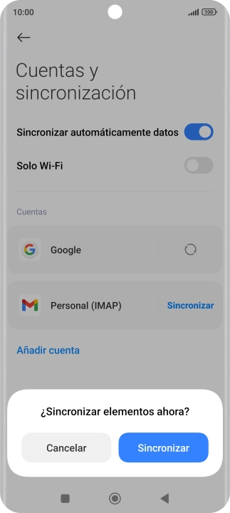 Si activas la función, pulsa Sincronizar.