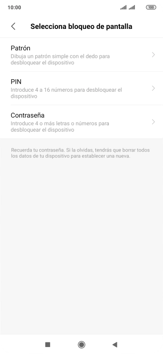 Pulsa el código de seguridad deseado y sigue las indicaciones de la pantalla para crear un código de seguridad del teléfono adicional.