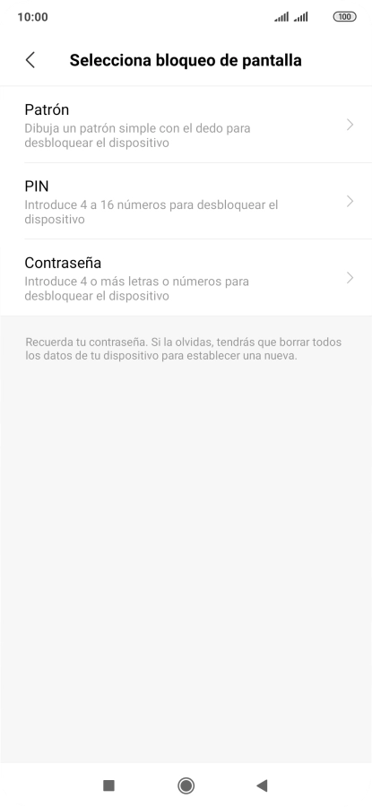 Pulsa el código de seguridad deseado y sigue las indicaciones de la pantalla para crear un código de seguridad del teléfono adicional.