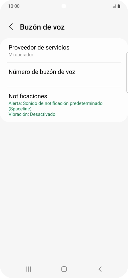 Pulsa Número de buzón de voz.