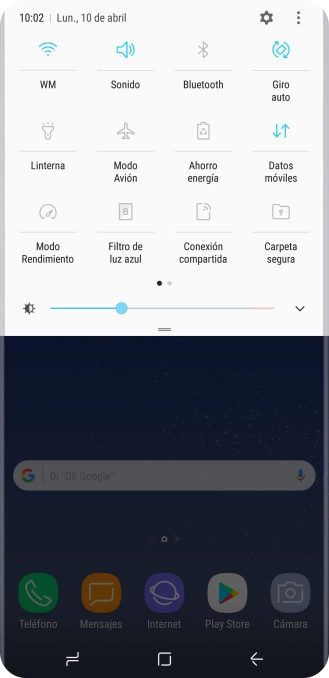 Pulsa el icono de datos móviles para activar o desactivar la función.