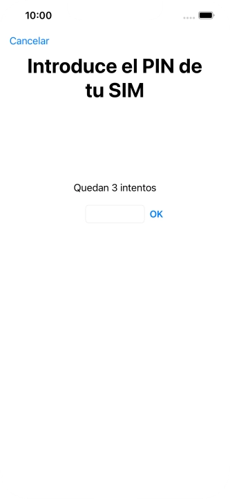 Si es necesario desbloquear la tarjeta SIM, introduce el código PIN y pulsa OK.