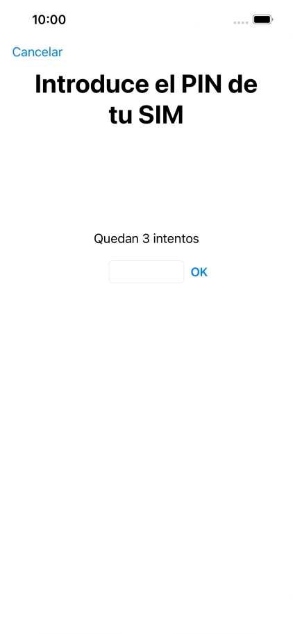 Si es necesario desbloquear la tarjeta SIM, introduce el código PIN y pulsa OK.