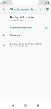Pulsa el dispositivo Bluetooth deseado y sigue las indicaciones de la pantalla para vincular el dispositivo al teléfono.