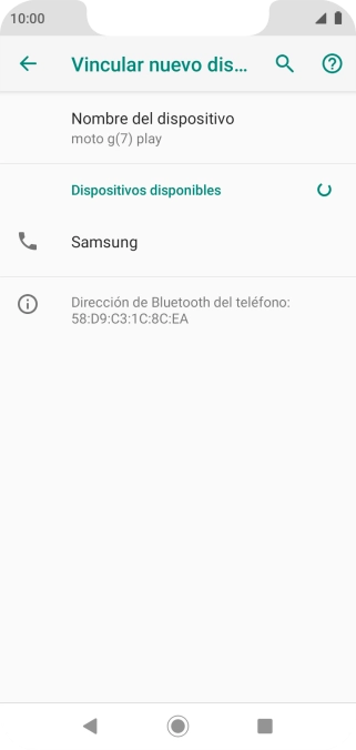 Pulsa el dispositivo Bluetooth deseado y sigue las indicaciones de la pantalla para vincular el dispositivo al teléfono.